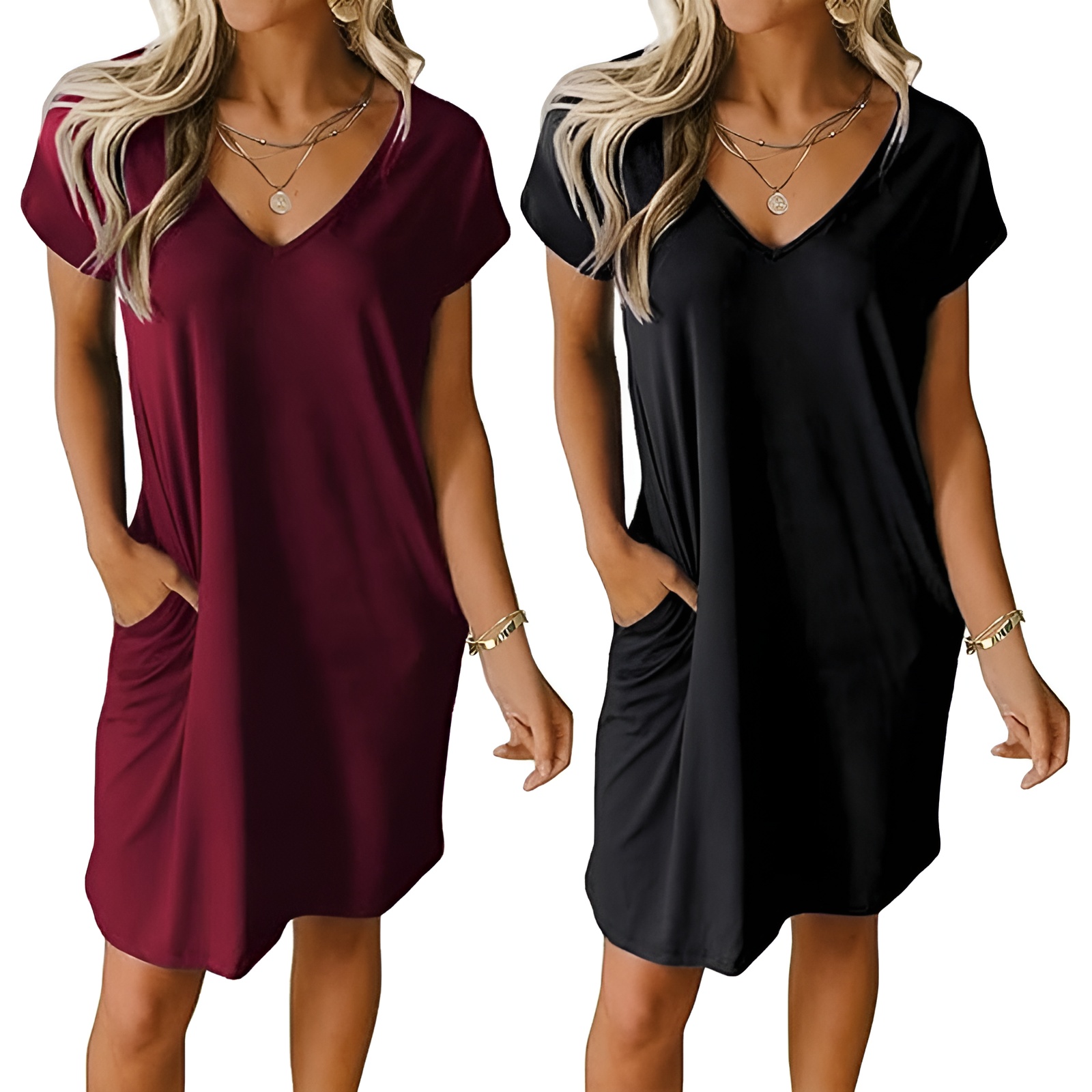 2 Pack Of Short Sleeve Nightgown Sleep Dress For Women