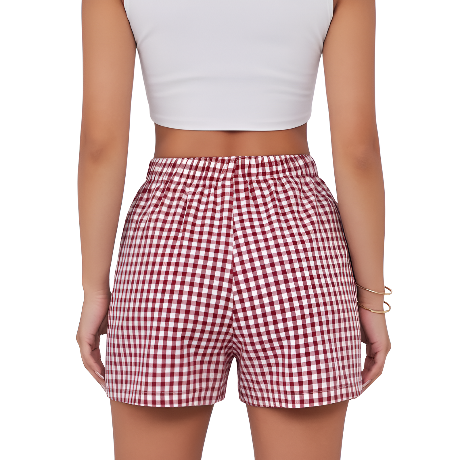 Boxer Shorts For Women With Plaid Pattern