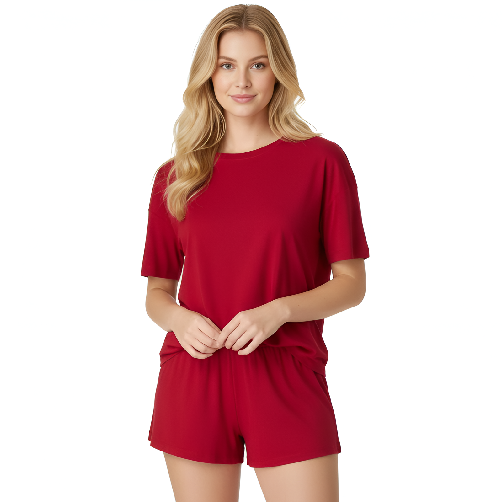 Soft Boxy T Shirt Sleep Shorts Set For Women