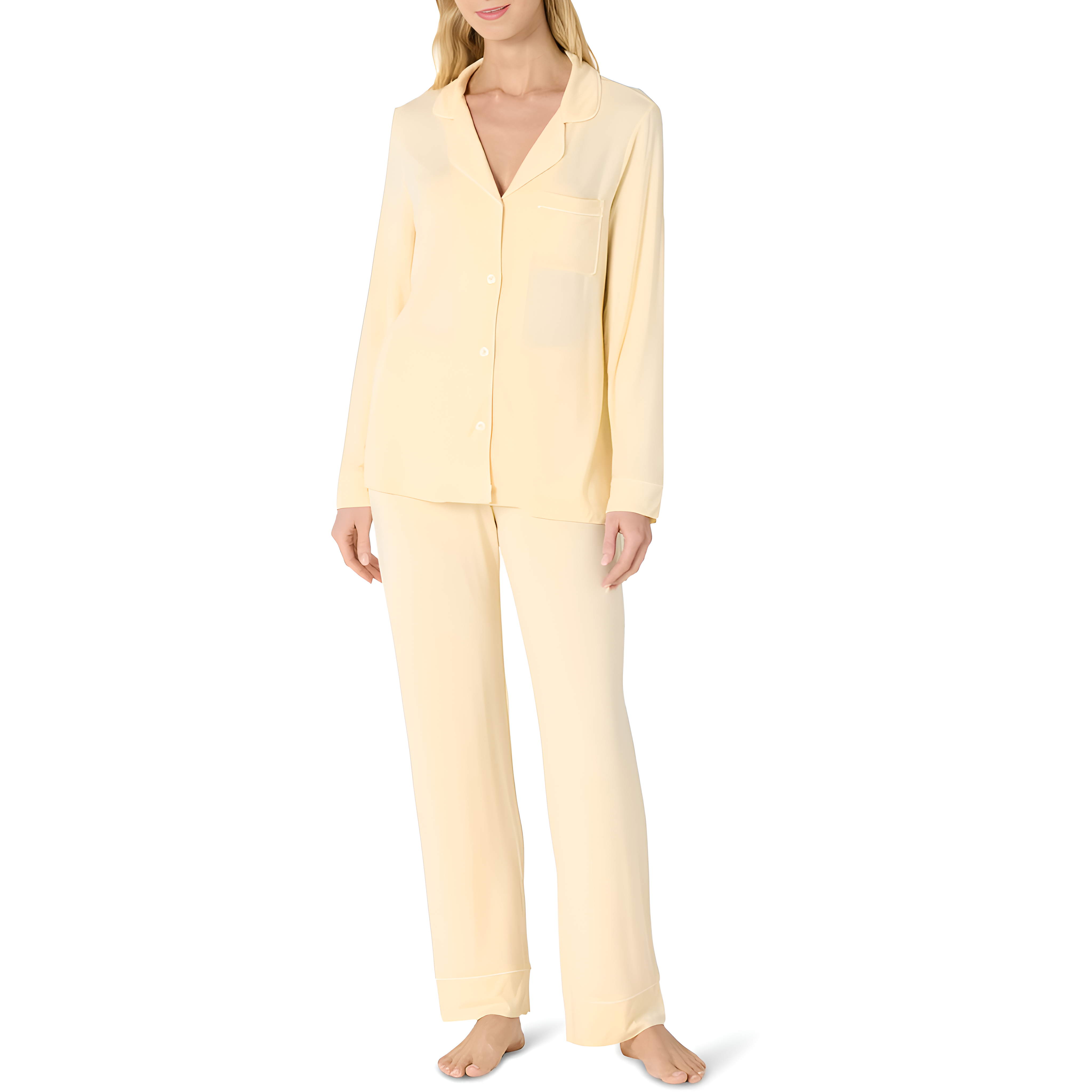 Classic Long Sleeve Button Front Pajama Set For Women