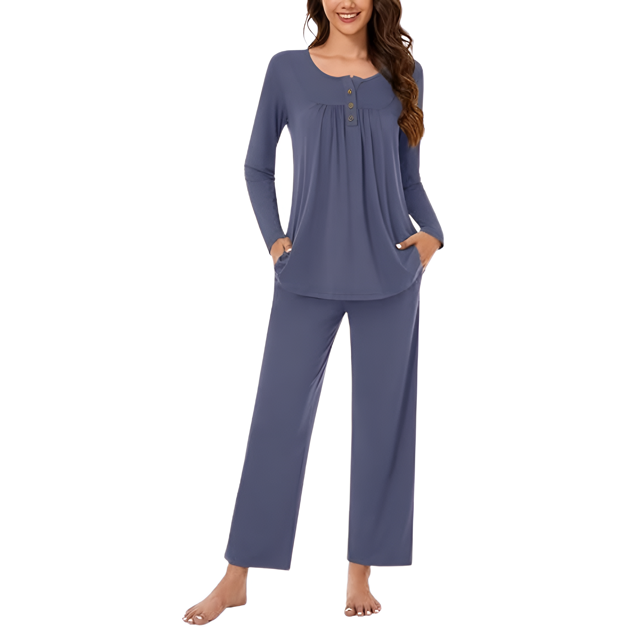 2 Piece Of Long Sleeve Top And Pants Lounge Pajama Set
