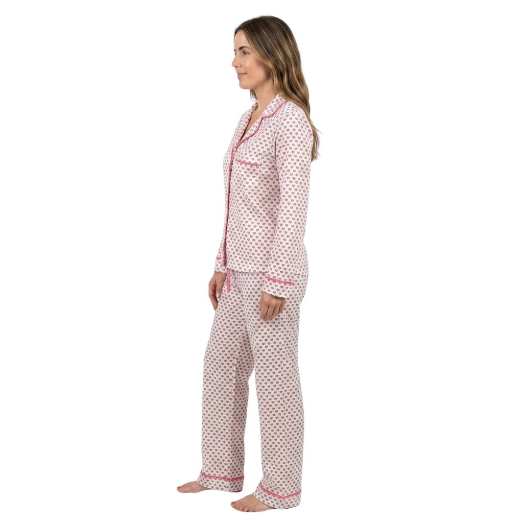2 Piece Front Button Pajama Set For Women