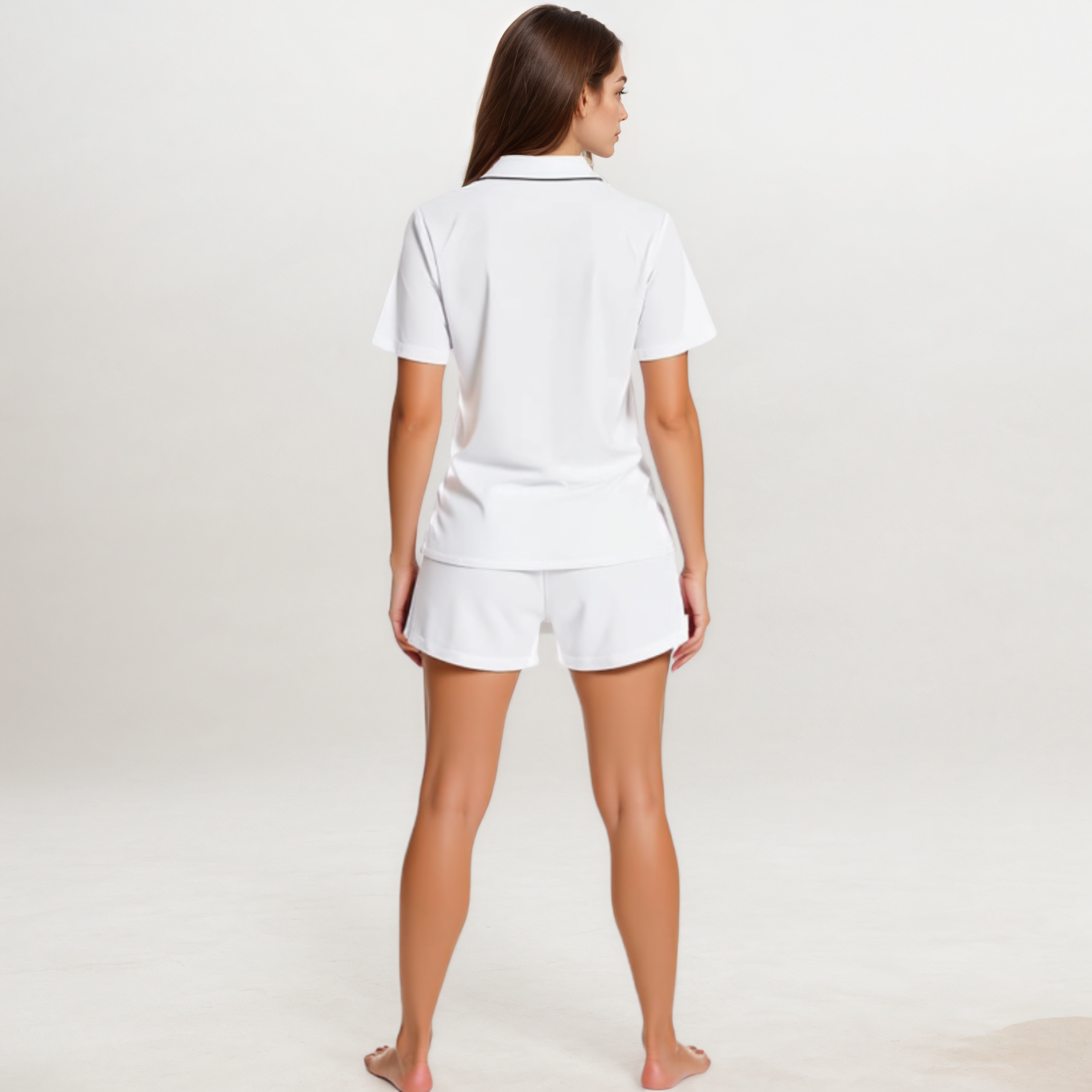 Women Button Down Pajamas Set Short Sleeve Satin Sleepwear