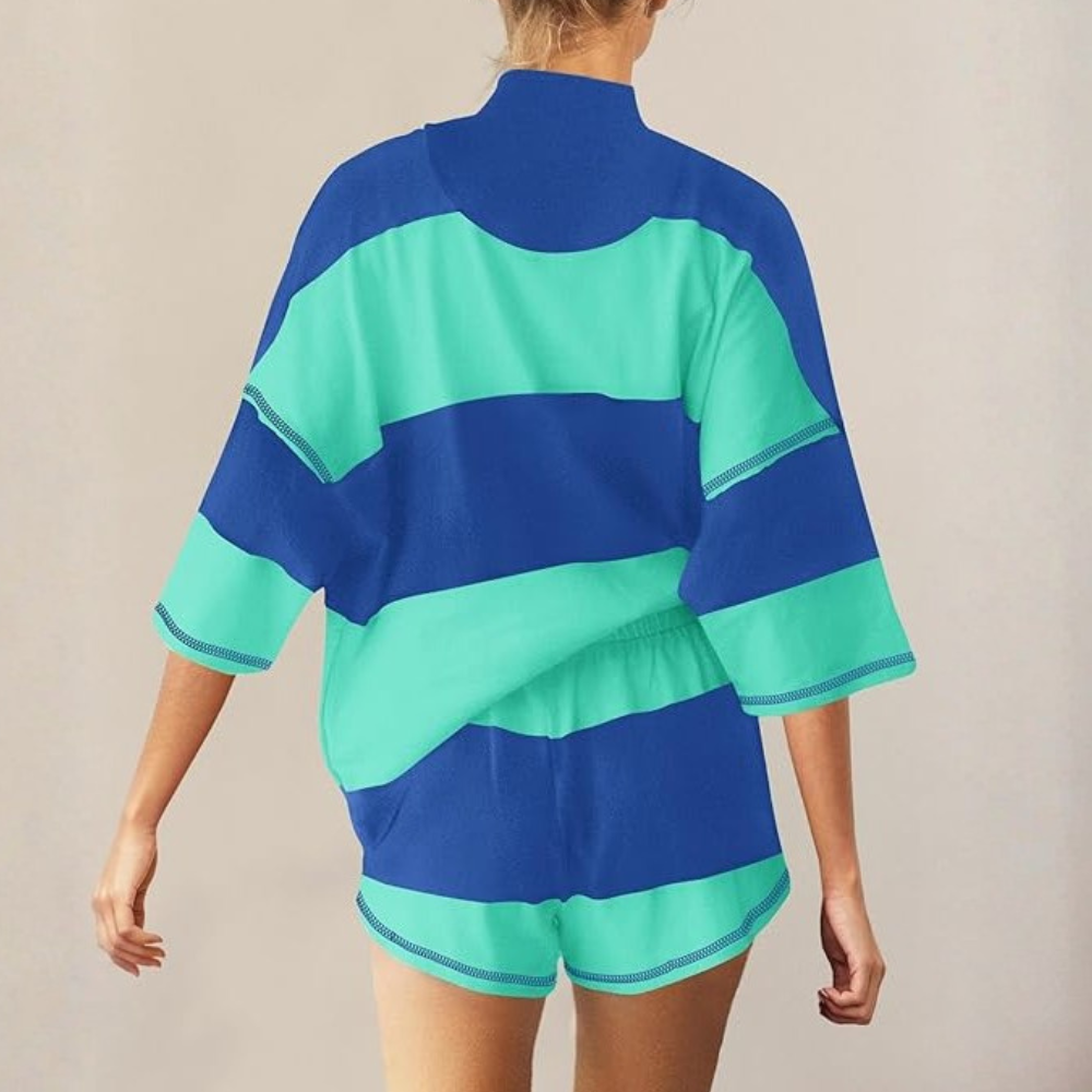 Two Piece Outfit Tracksuit Oversized Lounge Shorts With Pockets For Women