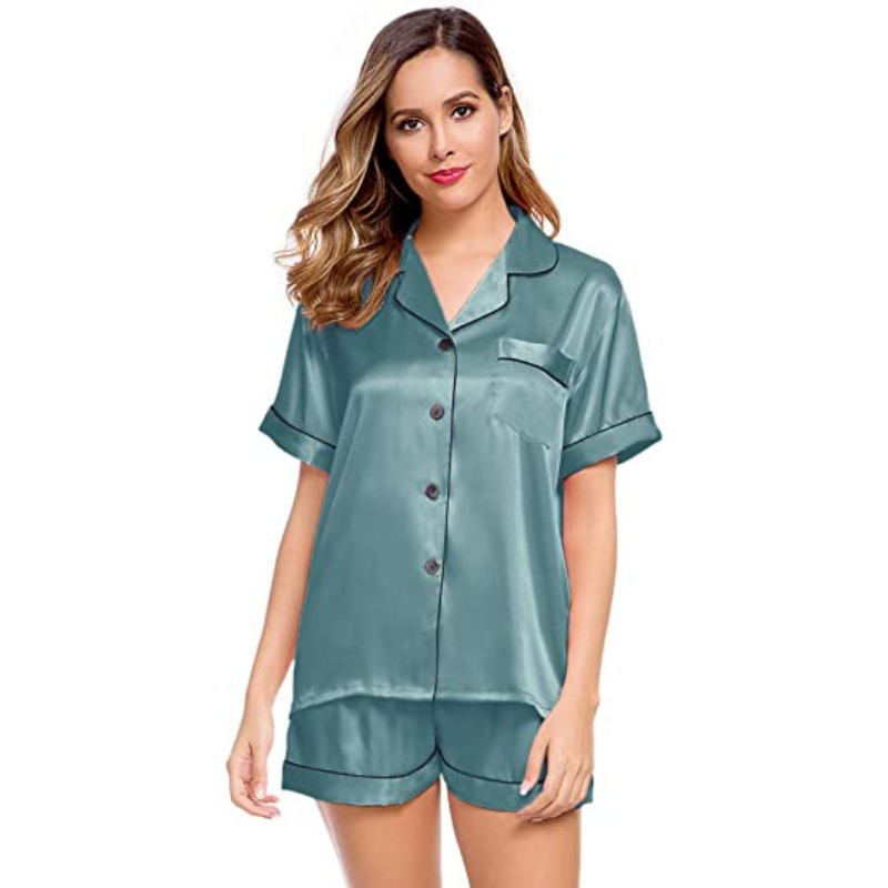 Women's Silk Short Sleeve Pajama Suit