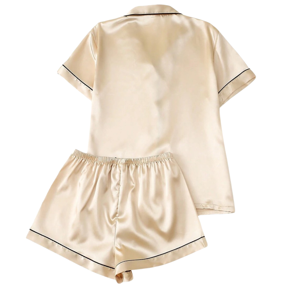 Two Pieces Bowknot Sleeve Lapel Top And Shorts Set For Women