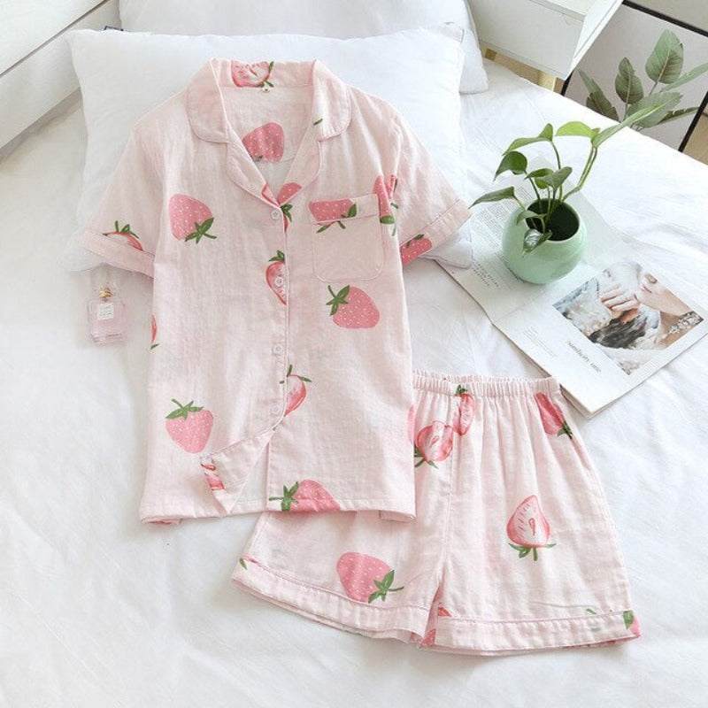 Multi Pattern Printed Short Pyjamas Set