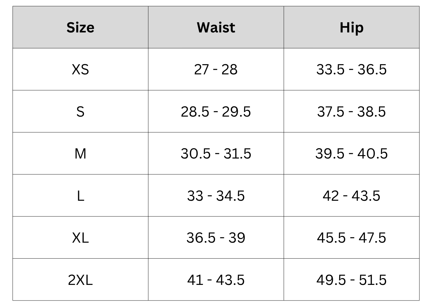 Size Chart