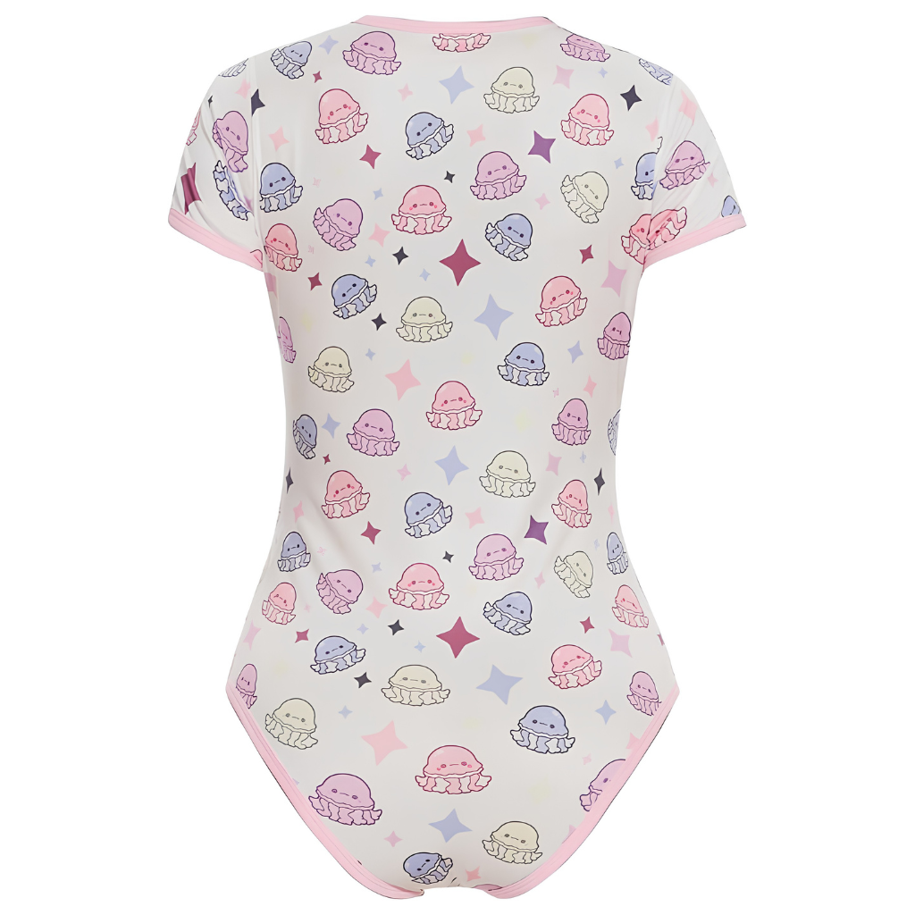 Cartoon Print Short Sleeve Romper Lounge Outfit For Women