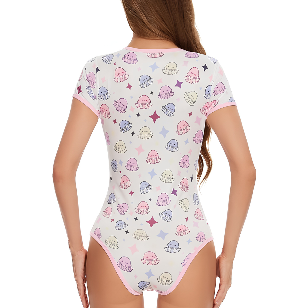 Cartoon Print Short Sleeve Romper Lounge Outfit For Women
