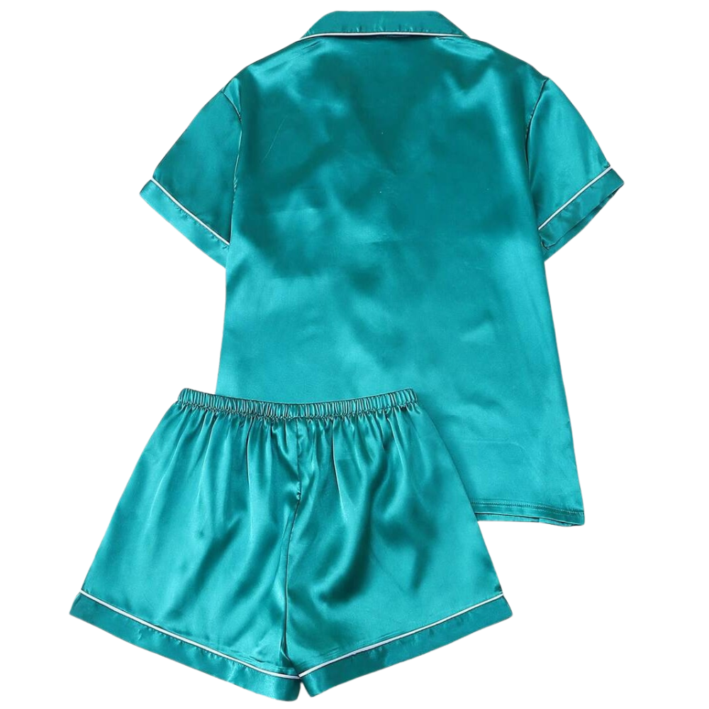 Two Pieces Bowknot Sleeve Lapel Top And Shorts Set For Women