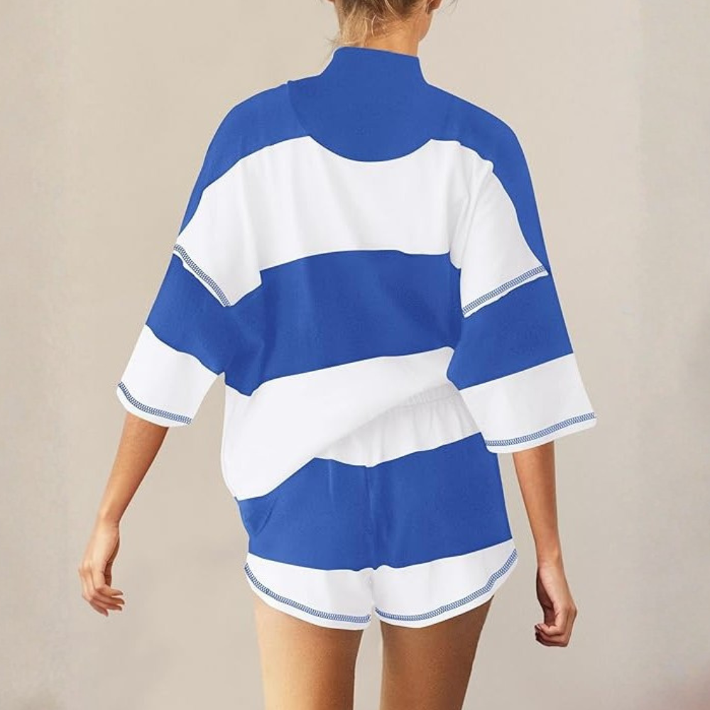 Two Piece Outfit Tracksuit Oversized Lounge Shorts With Pockets For Women