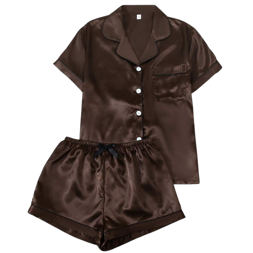 Two Pieces Bowknot Sleeve Lapel Top And Shorts Set For Women