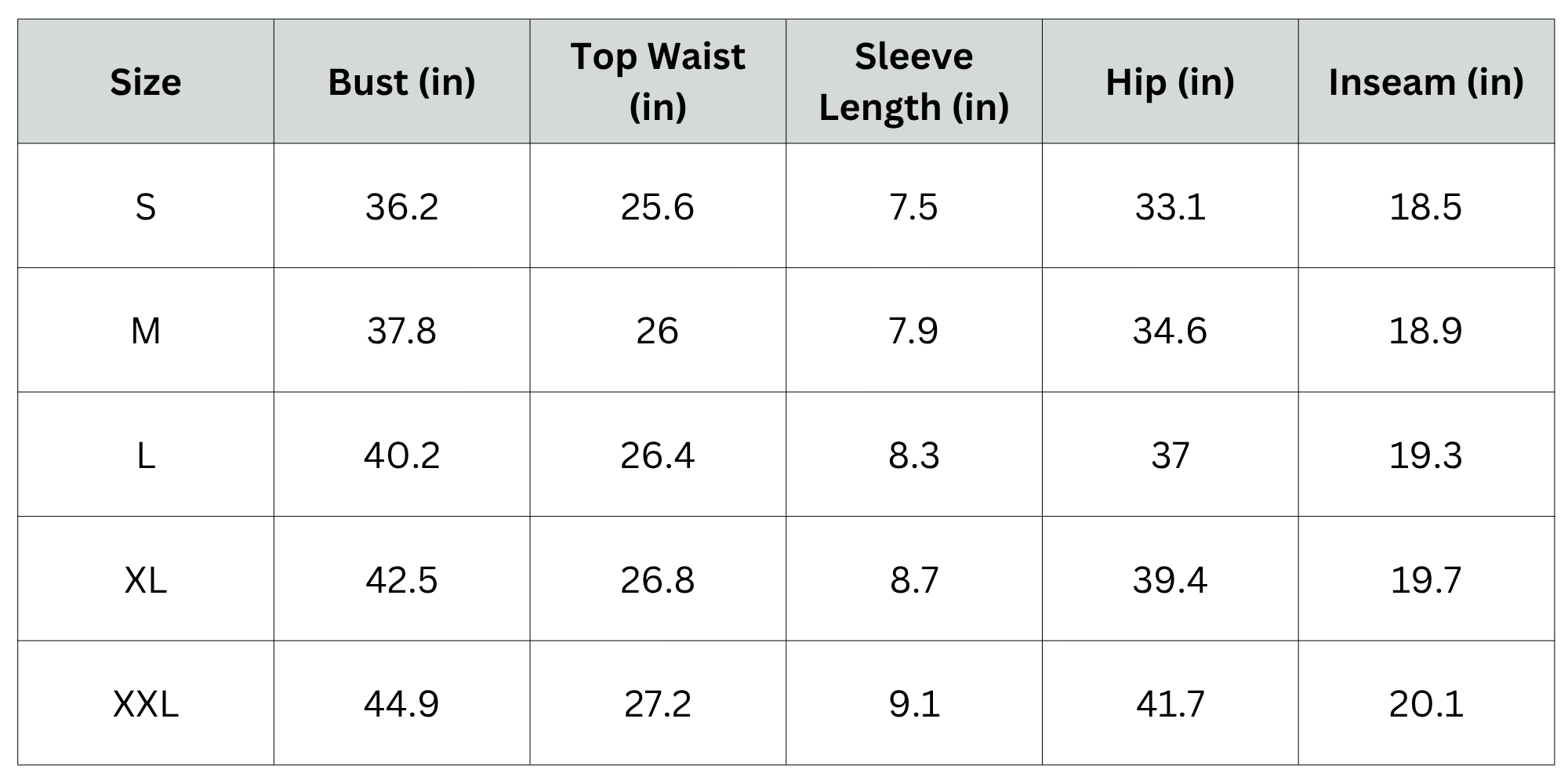 Size Chart