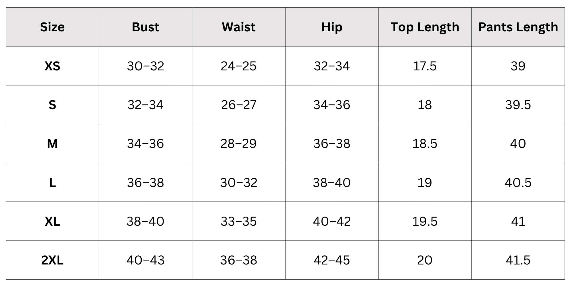 Size Chart