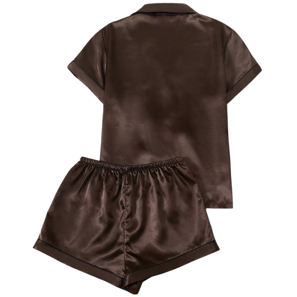 Two Pieces Bowknot Sleeve Lapel Top And Shorts Set For Women