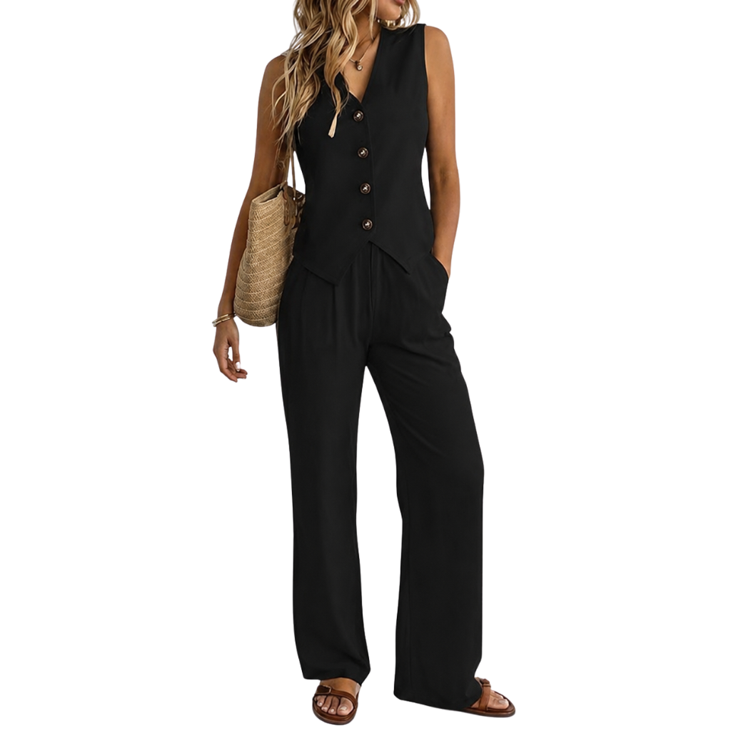 2 Piece Of Vest Waistcoat Dressy Casual Sets For Women