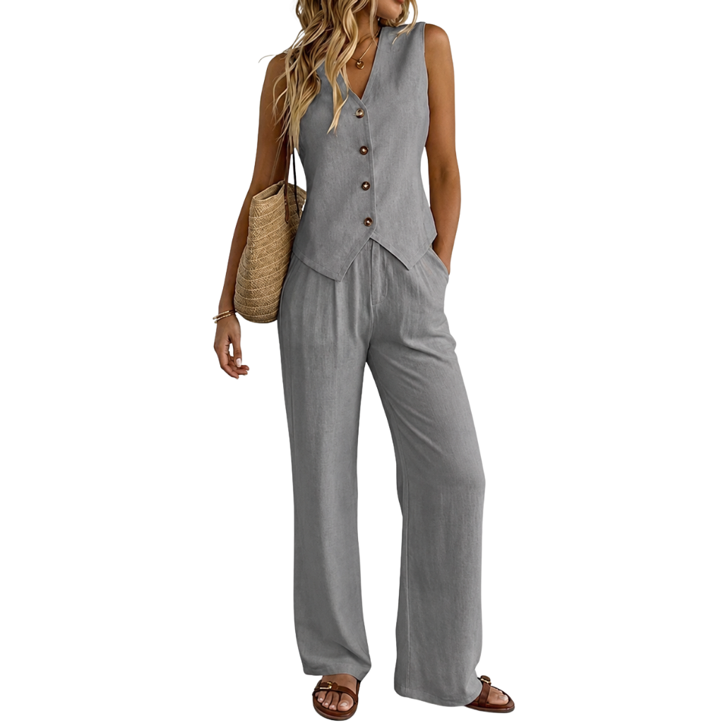 2 Piece Of Vest Waistcoat Dressy Casual Sets For Women