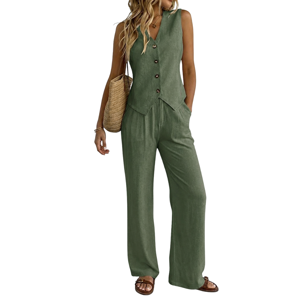 2 Piece Of Vest Waistcoat Dressy Casual Sets For Women