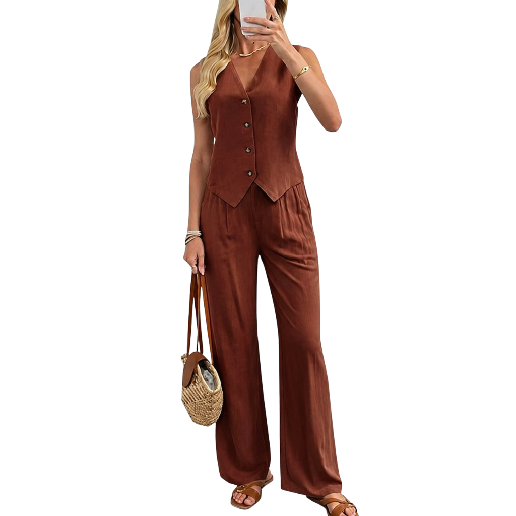 2 Piece Of Vest Waistcoat Dressy Casual Sets For Women