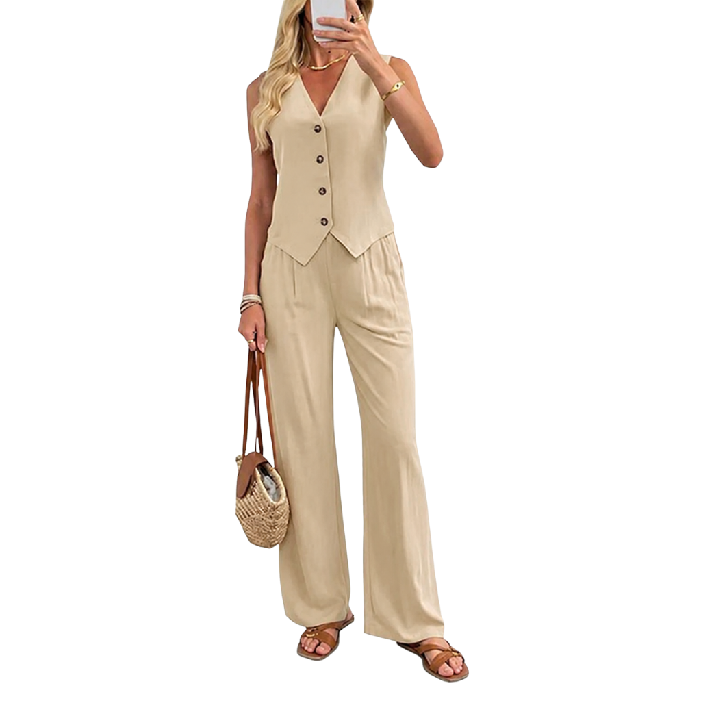 2 Piece Of Vest Waistcoat Dressy Casual Sets For Women