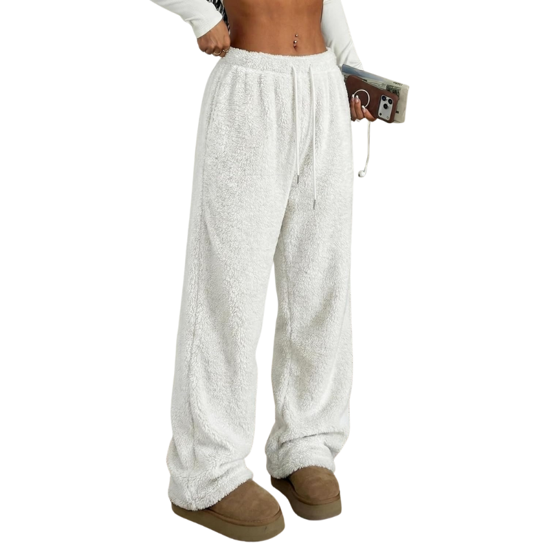 Fuzzy Plush Pajama Pants With Drawstring