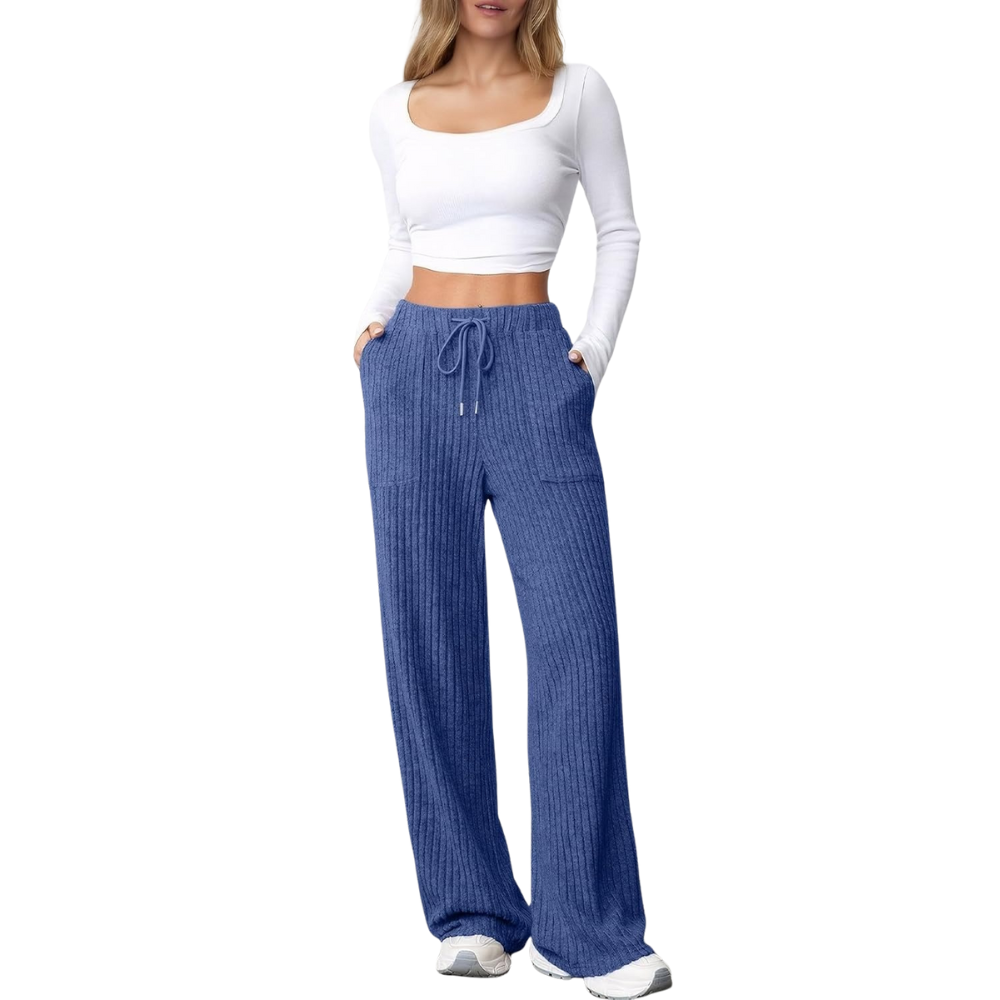 Ribbed Knit Lounge Pants With Pockets