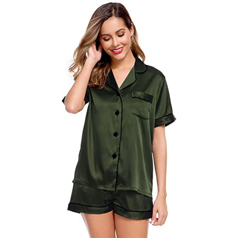 Women's Silk Short Sleeve Pajama Suit