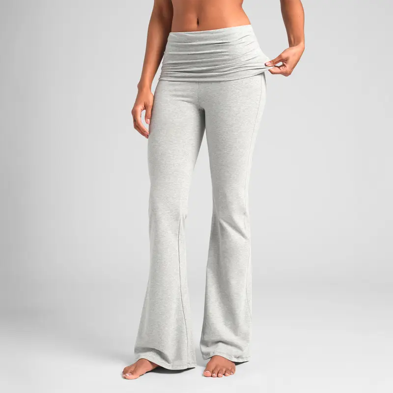 2 Pieces Foldover Flare Lounge Pants For Women