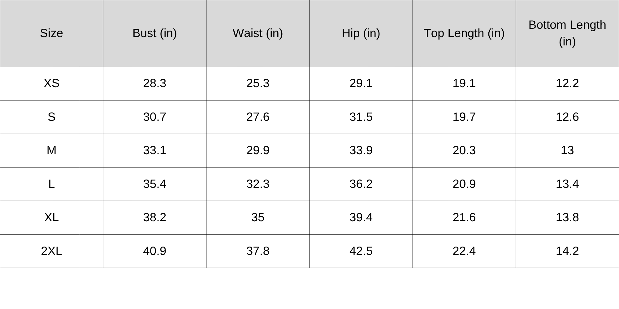 Size Chart