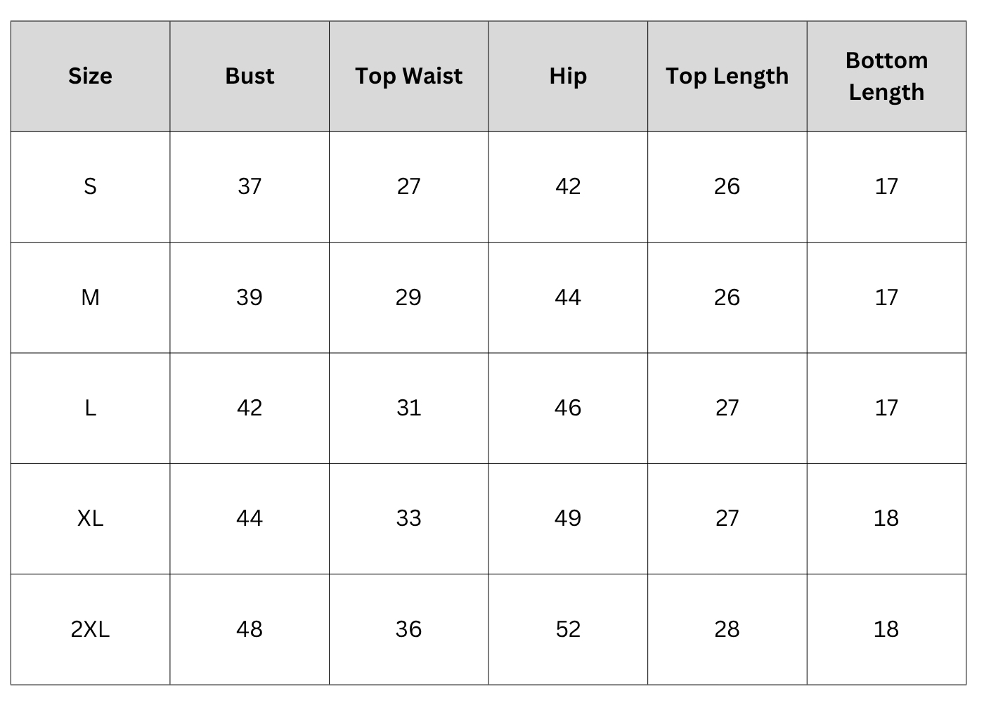 Size Chart