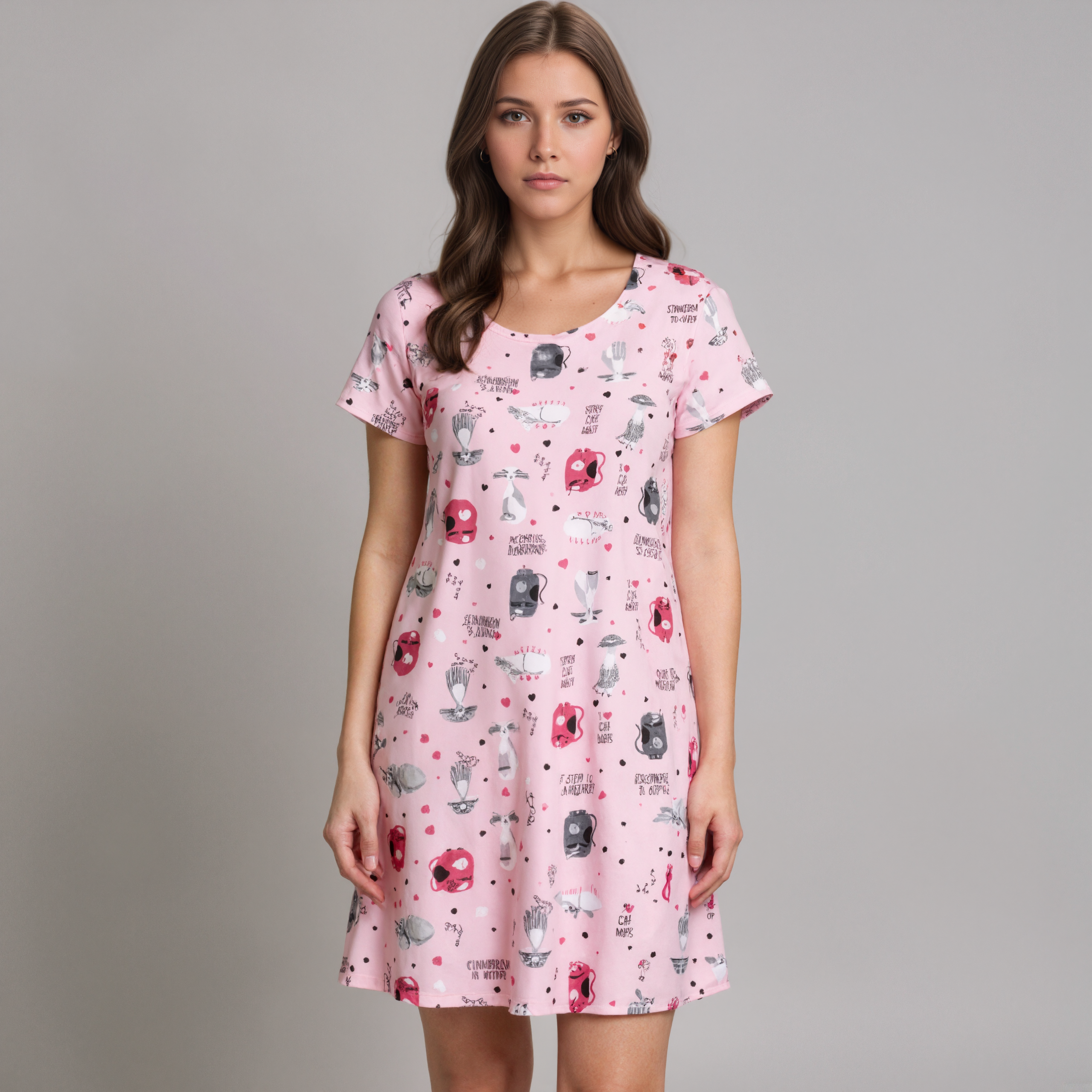 Cotton Nightdress With Floral Pattern