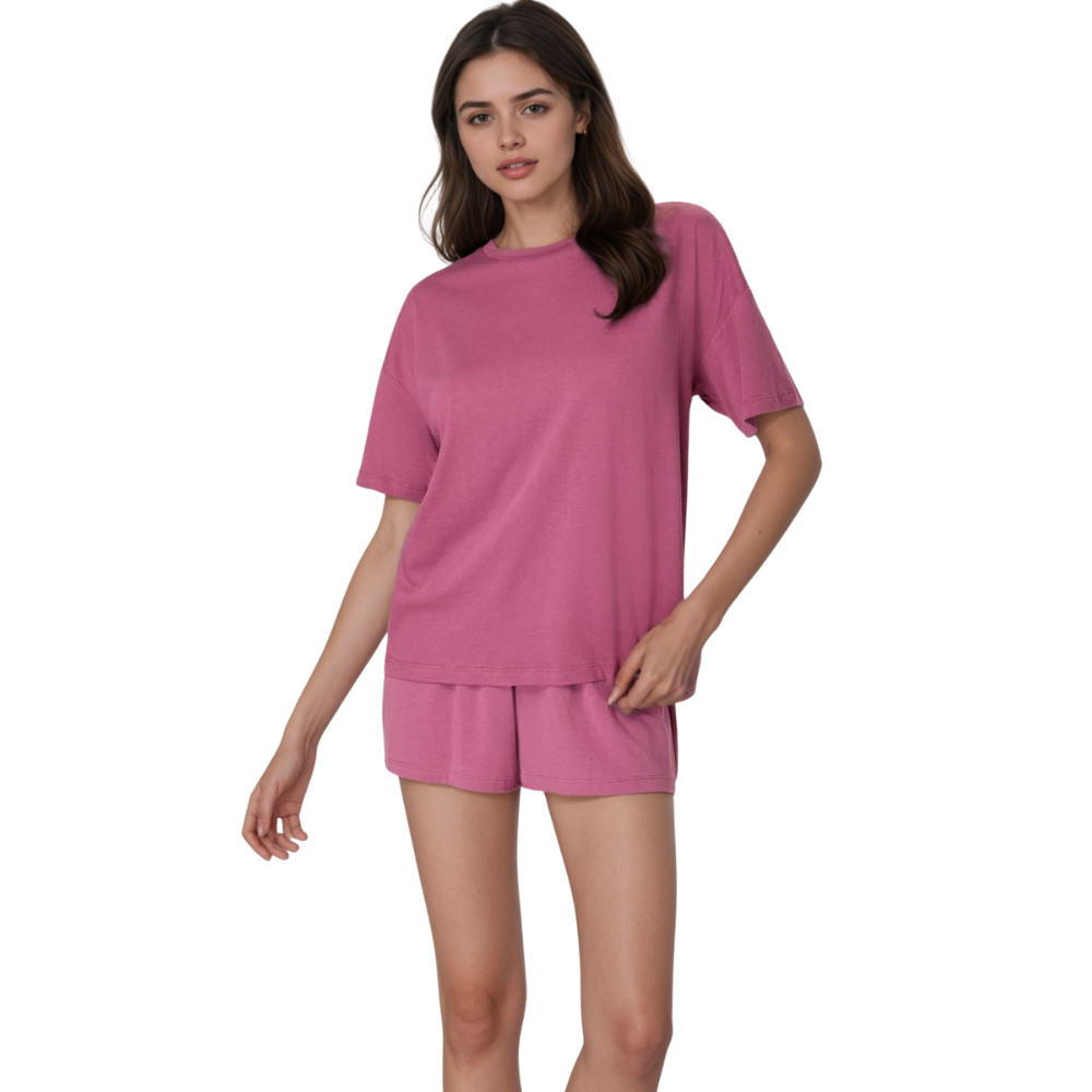 Women 2 Piece Lounge Set T Shirt And Sleep Shorts