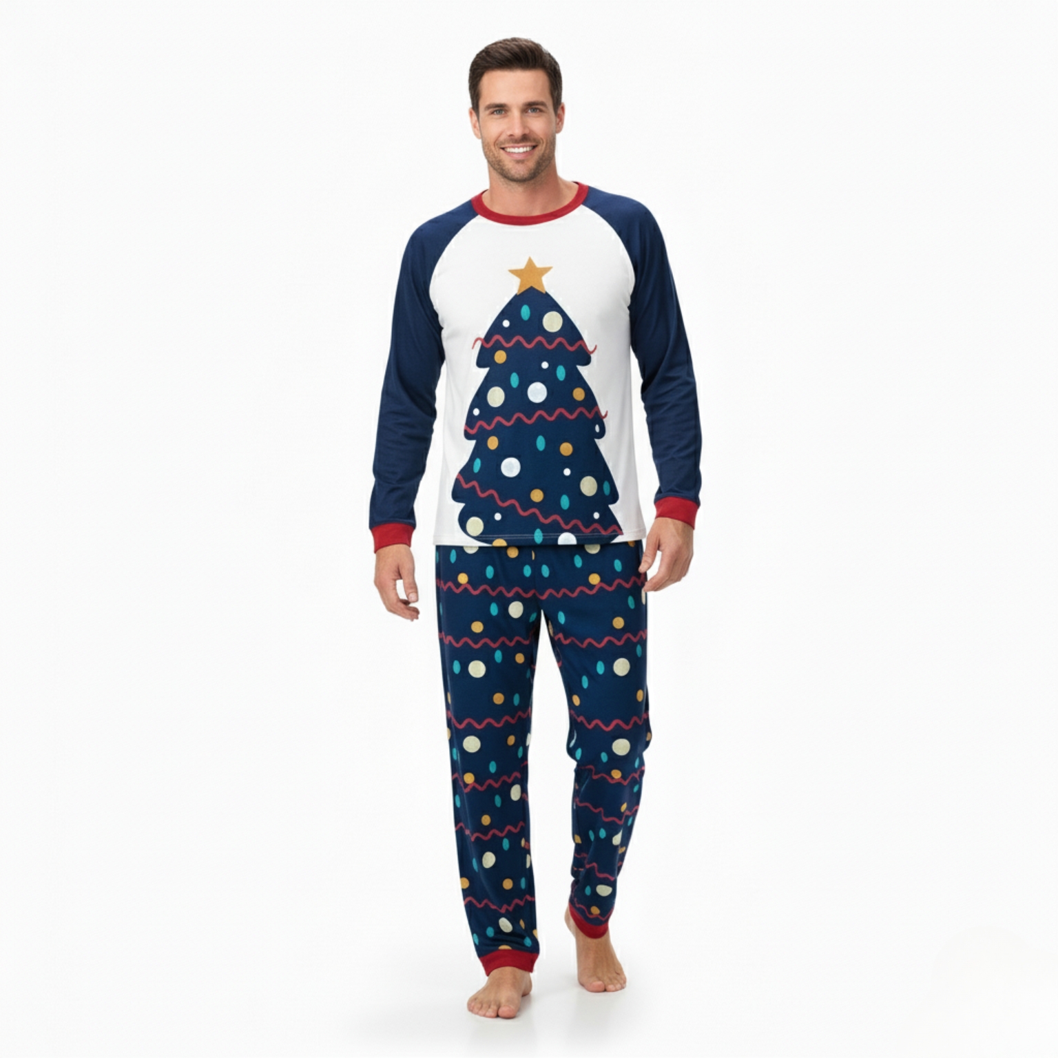 Christmas Tree Patterned Festive Family Matching Pajama Set