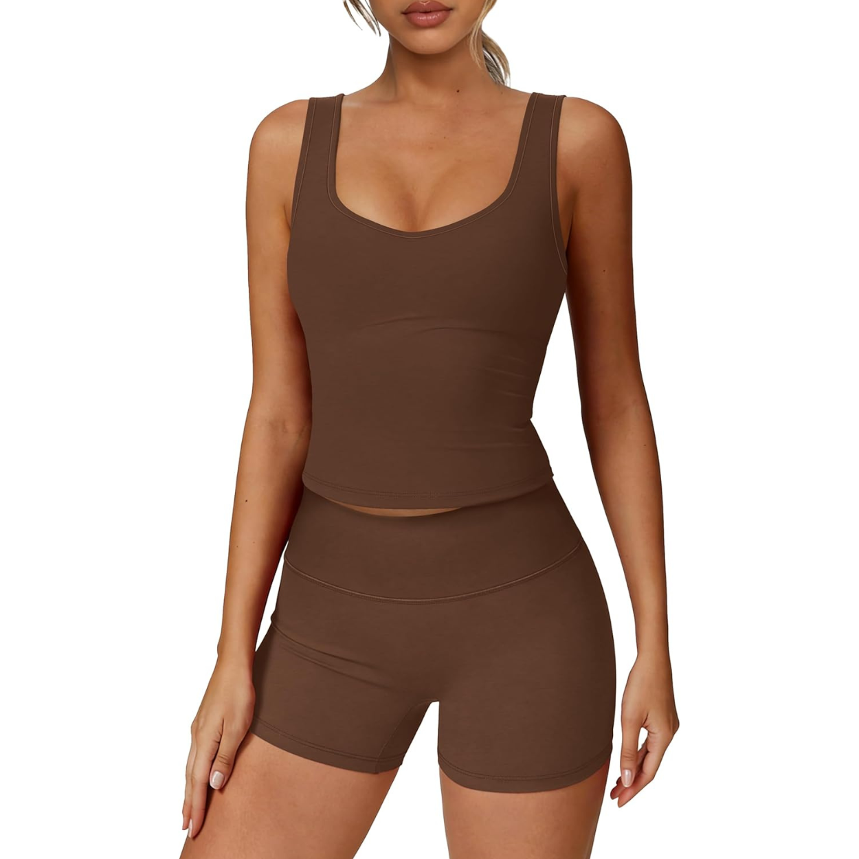 Activewear Two Piece Set with Tank and Shorts For Women