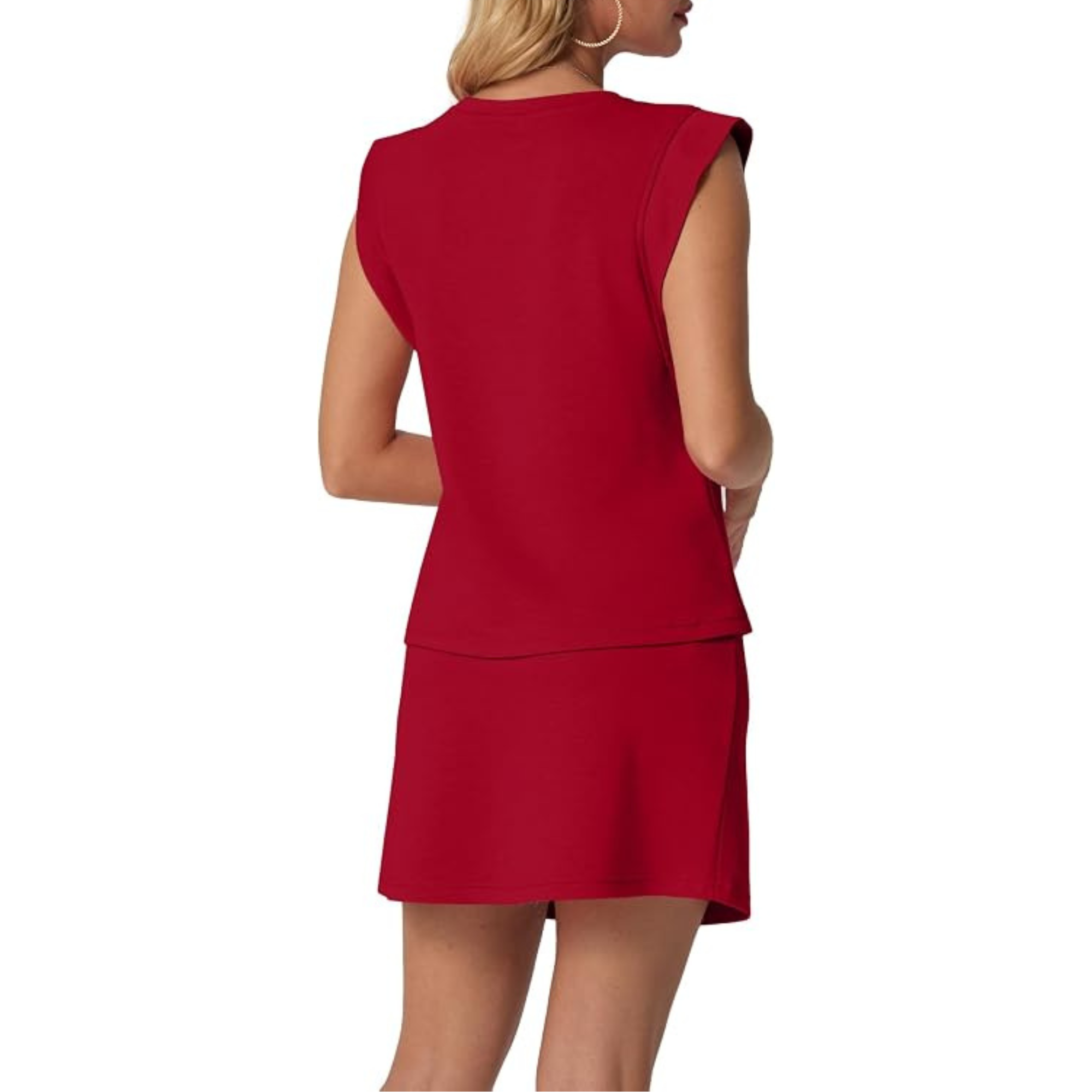 2 Piece Summer Top And Skirt Set With Pockets For Women