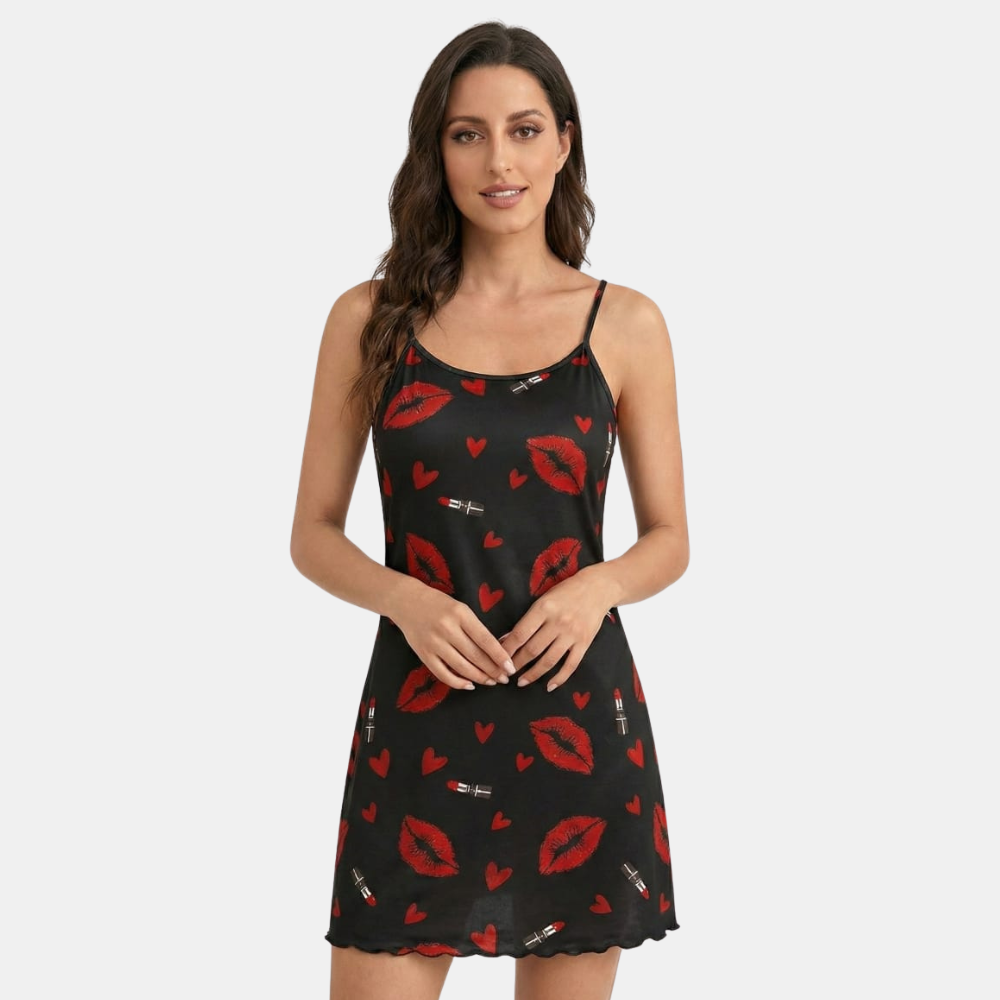 Lips Lipstick Letter Printed Pajama Set