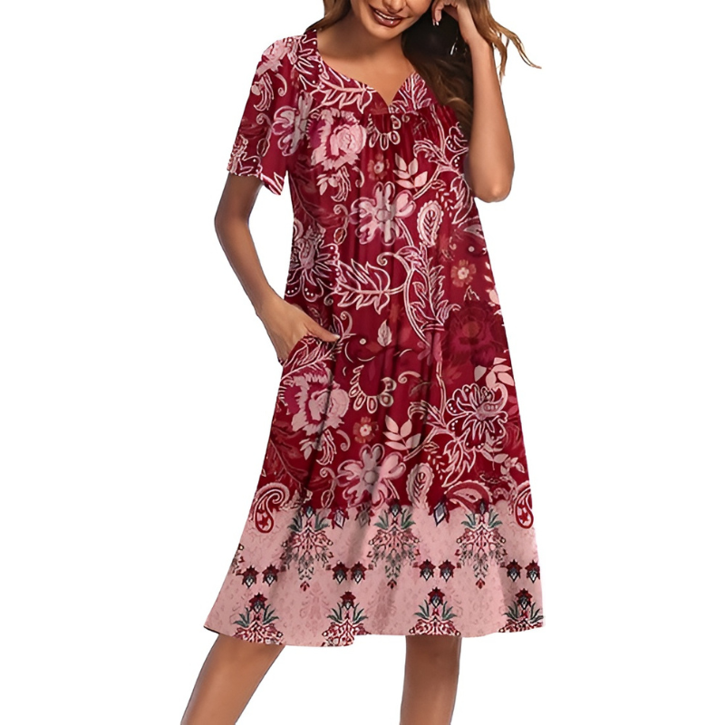 Casual House Dress And Lounge Wear With Pockets For Women
