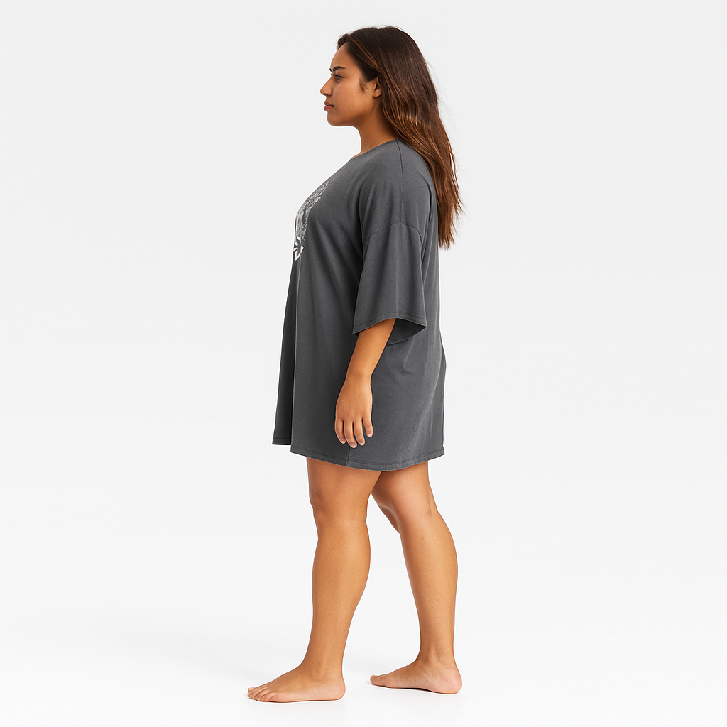 Womens Oversized Steel Gray 2X T Shirt Sleep Dress