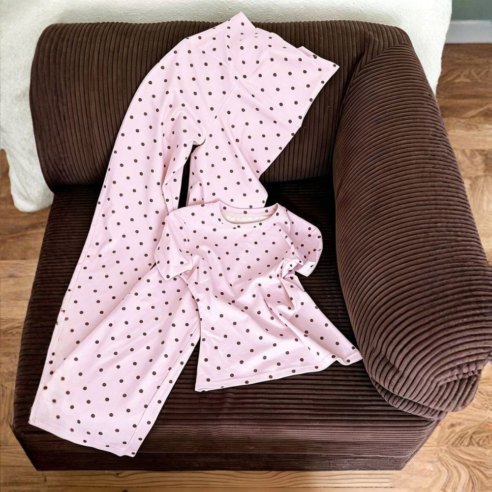 2 Pieces Polka Dot T Shirt And Pants Set For Women