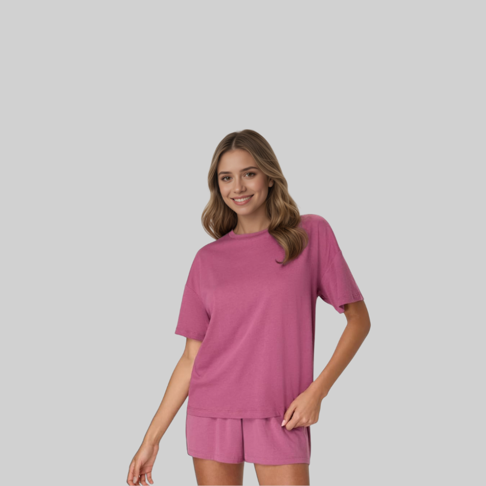 2 Piece Lounge Set With Supersoft Boxy T Shirt And Shorts