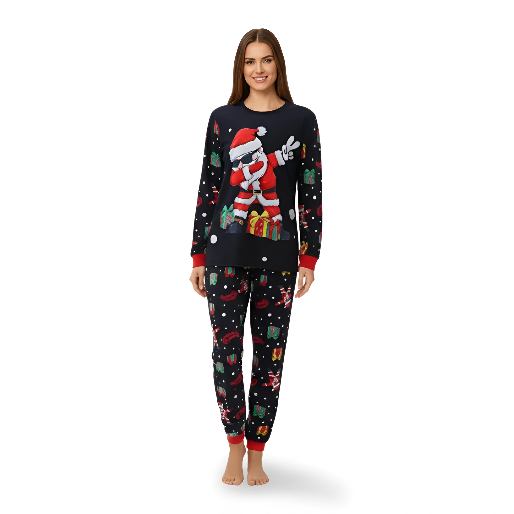 Santa Dabbing Printed Festive Family Matching Christmas Pajama Set