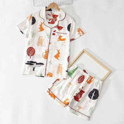 Multi Pattern Printed Short Pyjamas Set