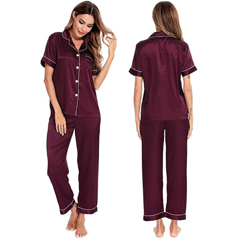 Women Silk Satin Two Piece Sleepwear