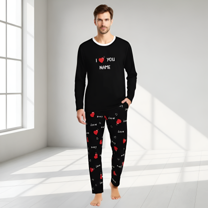 Matching Print Pajama Top Pants Set For Couples