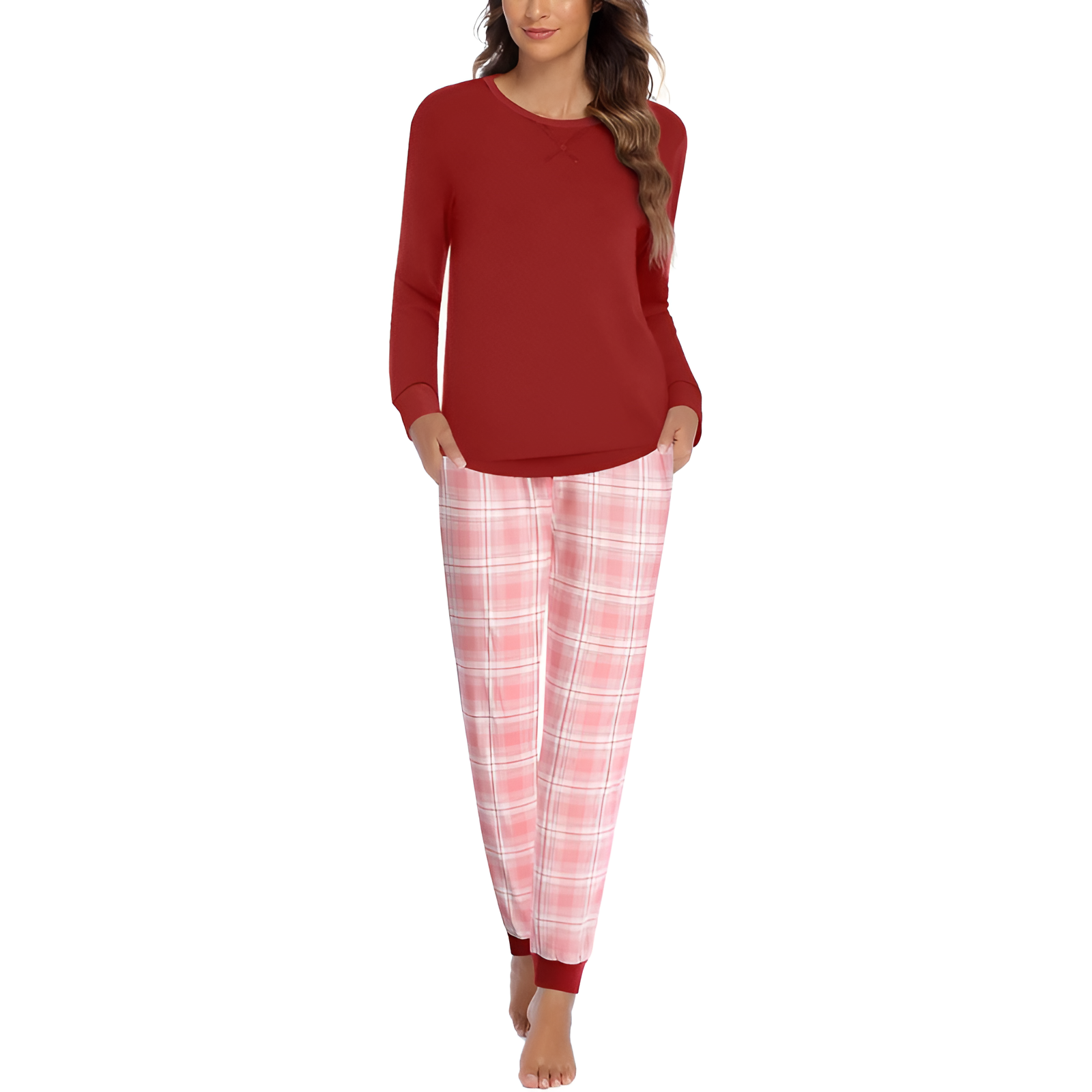 2 Piece Long Sleeve Top And Jogger Pants Lounge Pajama Set