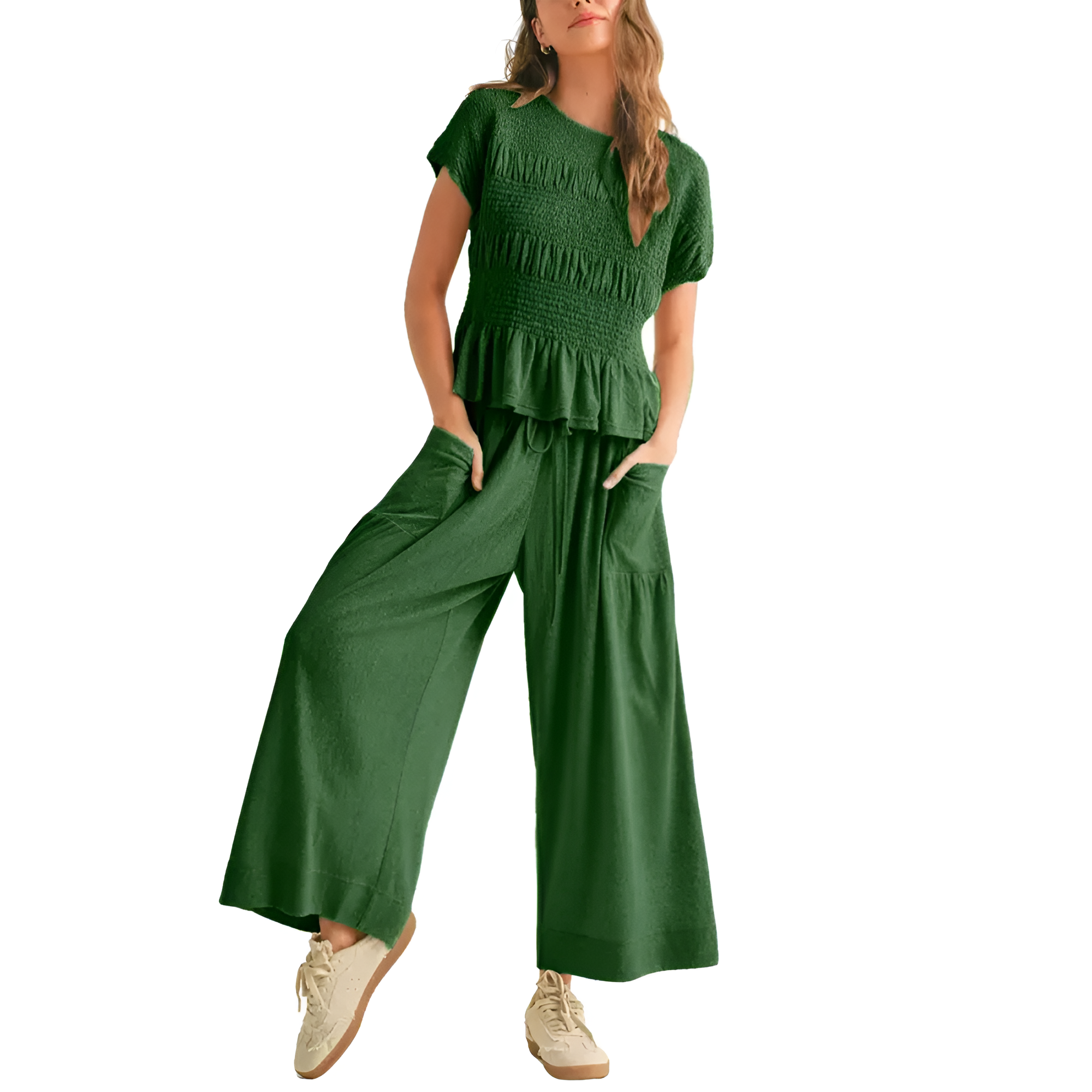 Smocked Top Wide Pant Matching Set
