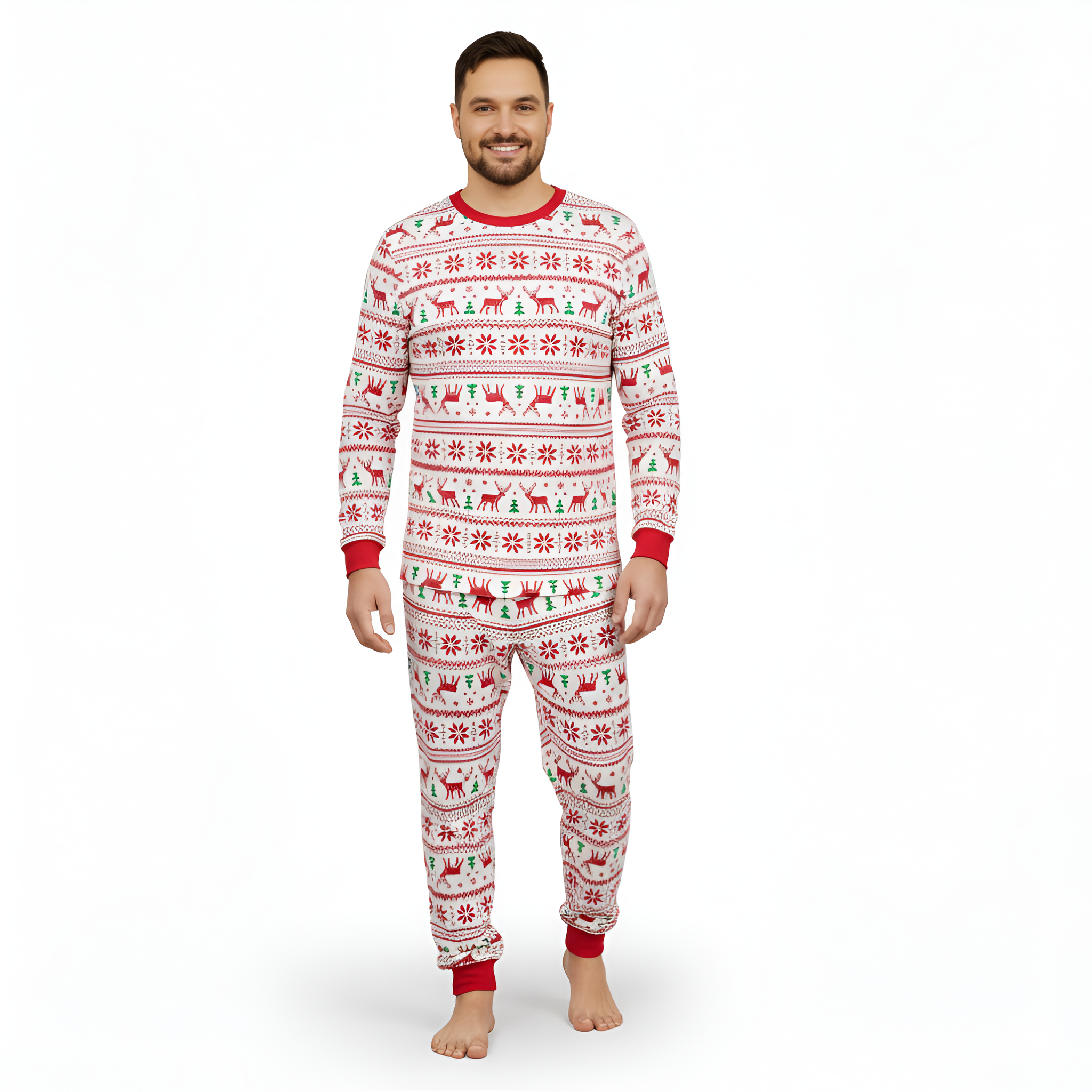 Reindeer And Snowflake Printed Cozy Family Matching Christmas Pajama Set