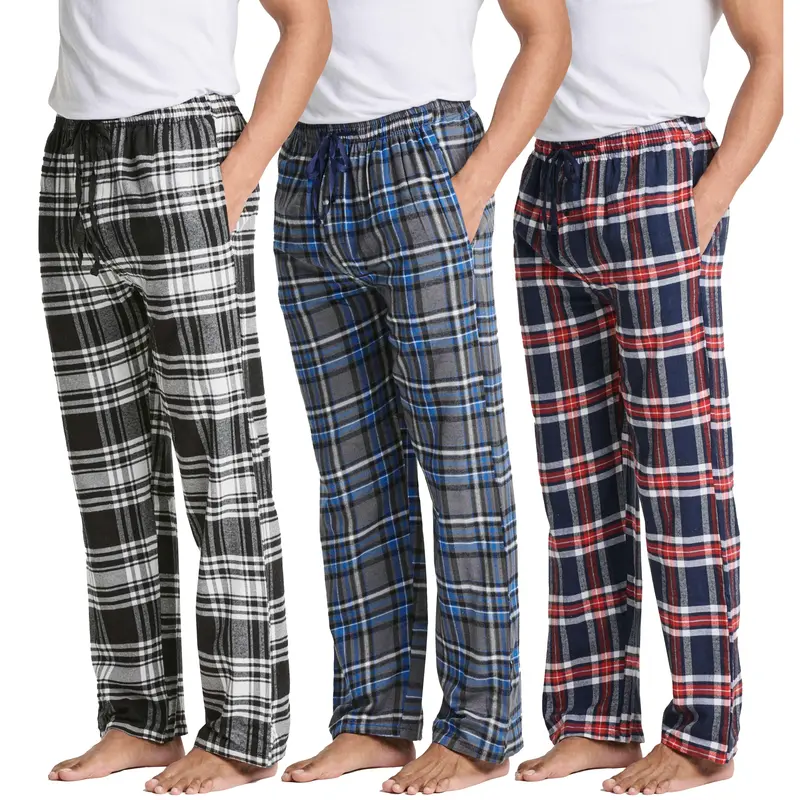 3 Set Cotton Flannel Plaid Lounge Pajama 