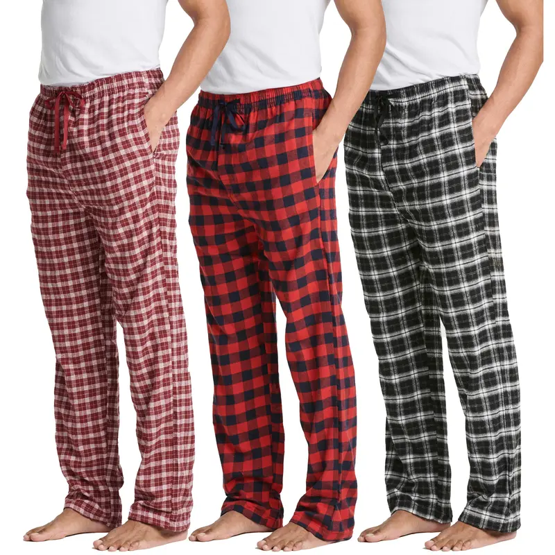3 Set Cotton Flannel Plaid Lounge Pajama 